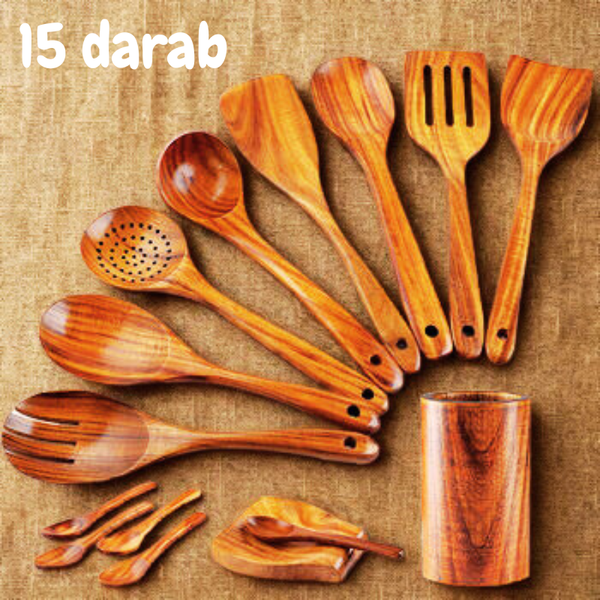 Luxus teakfa étkészlet (15 darabos)